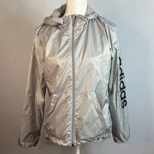 NWOT Adidas Silver/Black Windbreaker Jacket Size S